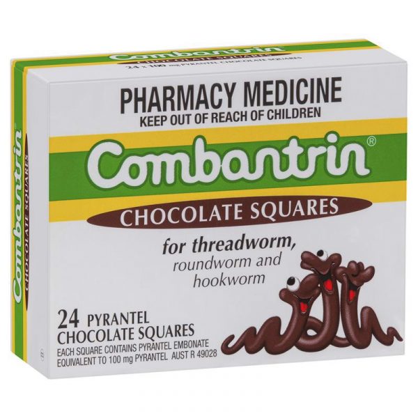 Thuốc tẩy giun vị socola Combantrin Chocolate Squares 24 miếng